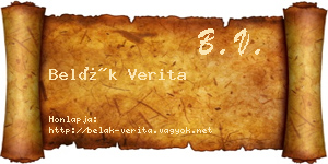 Belák Verita névjegykártya